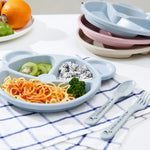 Set de 3 PCS Bol bébé + Cuillère + Fourchette Vaisselle alimentaire pour enfants Dessin animé Ours Vaisselle pour dîner