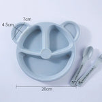Set de 3 PCS Bol bébé + Cuillère + Fourchette Vaisselle alimentaire pour enfants Dessin animé Ours Vaisselle pour dîner