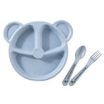 Set de 3 PCS Bol bébé + Cuillère + Fourchette Vaisselle alimentaire pour enfants Dessin animé Ours Vaisselle pour dîner