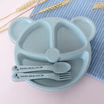 Set de 3 PCS Bol bébé + Cuillère + Fourchette Vaisselle alimentaire pour enfants Dessin animé Ours Vaisselle pour dîner