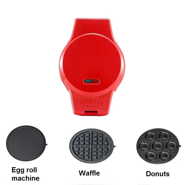 Plaque de cuisson électrique multifonction 3 en 1, appareil à petit-déjeuner, à donuts, à sandwichs, à gaufres, à pizzas, prise EU, gaufrier multifonction 3 en 1