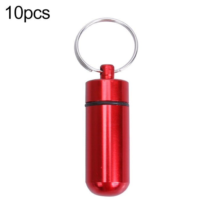 10pcs Bouteille étanche en alliage d'aluminium pour pilules de premiers secours avec porte-clés