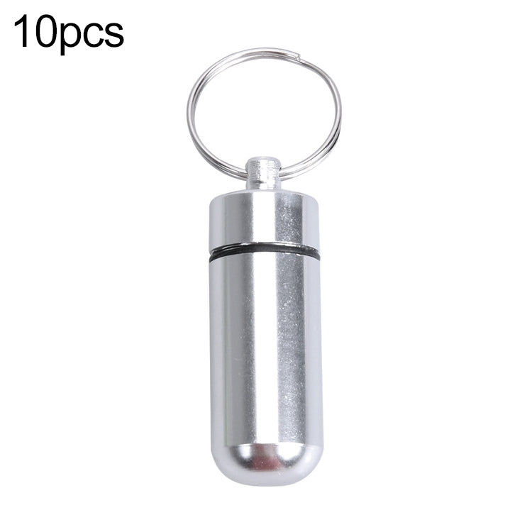 10pcs Bouteille étanche en alliage d'aluminium pour pilules de premiers secours avec porte-clés
