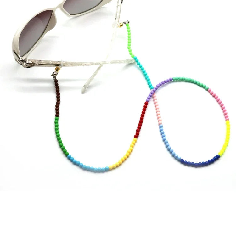 Chaîne de lunettes anti-chute et antidérapante en perles colorées, cordon tour de cou, Perles colorées