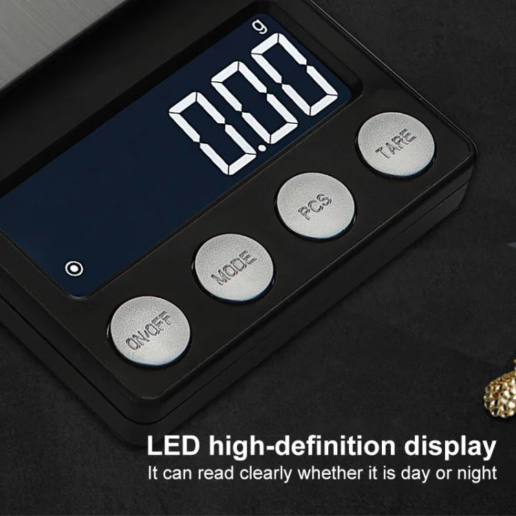 Balance électronique haute précision mini portable pour bijoux et médicaments, 500g/0,1g, 100g/0,01g, 200g/0,01g, 300g/0,01g, 500g/0,01g, 1000g/0,1g