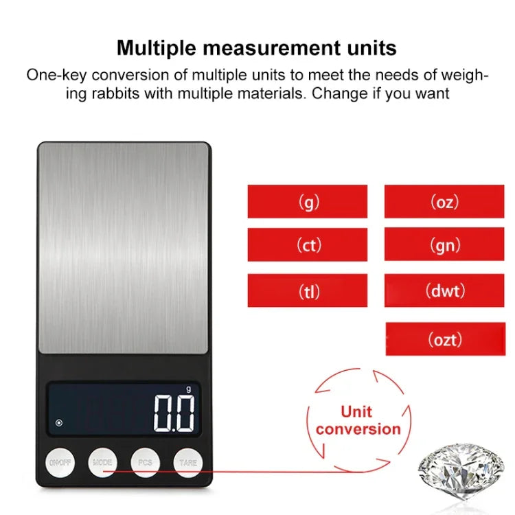 Balance électronique haute précision mini portable pour bijoux et médicaments, 500g/0,1g, 100g/0,01g, 200g/0,01g, 300g/0,01g, 500g/0,01g, 1000g/0,1g