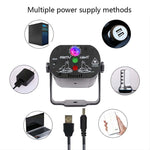 MN-R60 Mini lumière laser activée par la voix rechargeable USB, lumière d'ambiance LED laser de Noël pour divertissement à domicile, lumière de scène