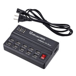 Chargeur numérique électronique intelligent à charge rapide USB 100-240V, chargeur multifonctionnel, prise US, 10 ports, 12 ports