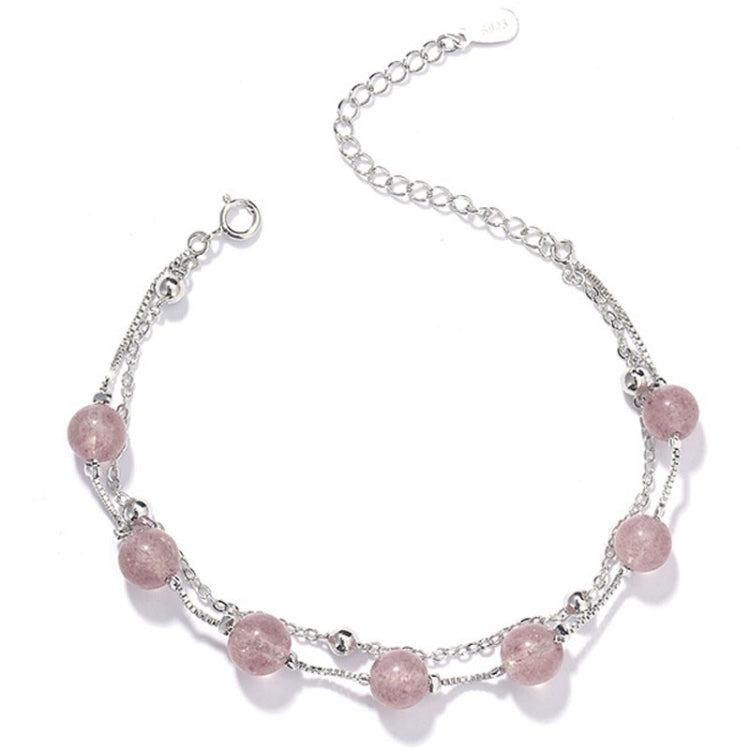 Bracelet en argent sterling 925 pour femmes, bracelet en cristal, perles naturelles, bijoux à double couche, cristal fraise