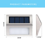 Lot de 2 lampes solaires en acier inoxydable à 3 LED pour escalier/mur, éclairage de clôture de jardin extérieur, 3 LED / 2 pièces