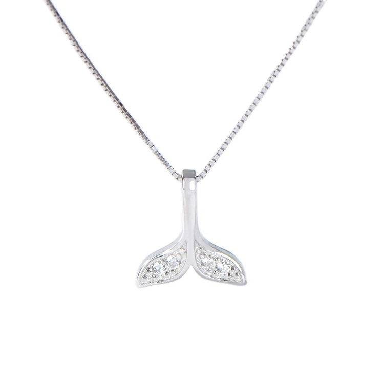 Collier en argent sterling S925 en forme de queue de poisson pour filles, collier en forme de queue de baleine