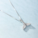 Collier en argent sterling S925 en forme de queue de poisson pour filles, collier en forme de queue de baleine