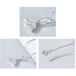 Collier en argent sterling S925 en forme de queue de poisson pour filles, collier en forme de queue de baleine