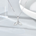 Collier en argent sterling S925 en forme de queue de poisson pour filles, collier en forme de queue de baleine