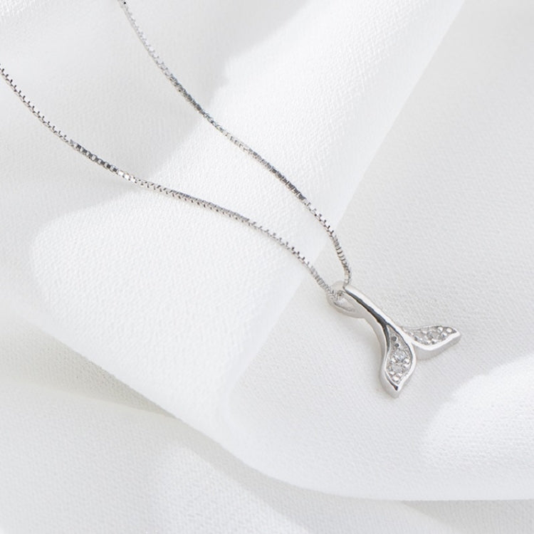 Collier en argent sterling S925 en forme de queue de poisson pour filles, collier en forme de queue de baleine