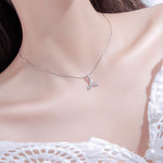 Collier en argent sterling S925 en forme de queue de poisson pour filles, collier en forme de queue de baleine