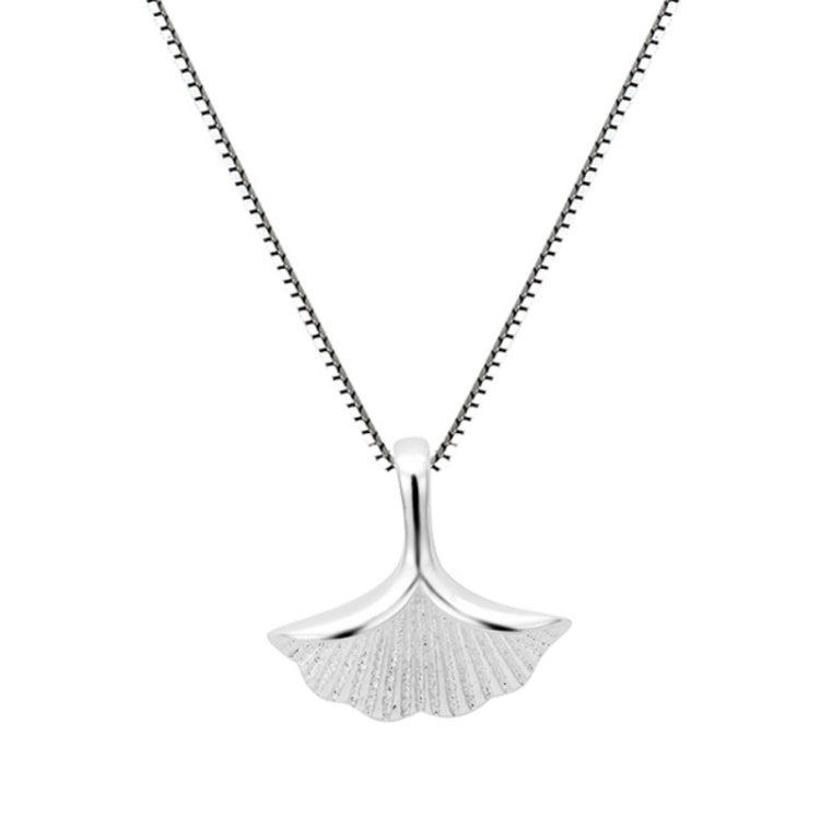 Collier pendentif feuille de ginkgo en argent sterling S925