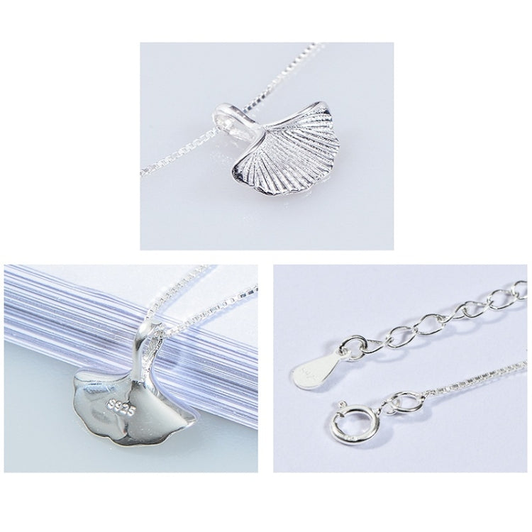 Collier pendentif feuille de ginkgo en argent sterling S925