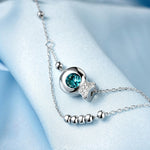 Cheville en argent sterling S925 incrustée de zircon pour filles, ornements de pied, perles doubles rondes, or rose, or blanc