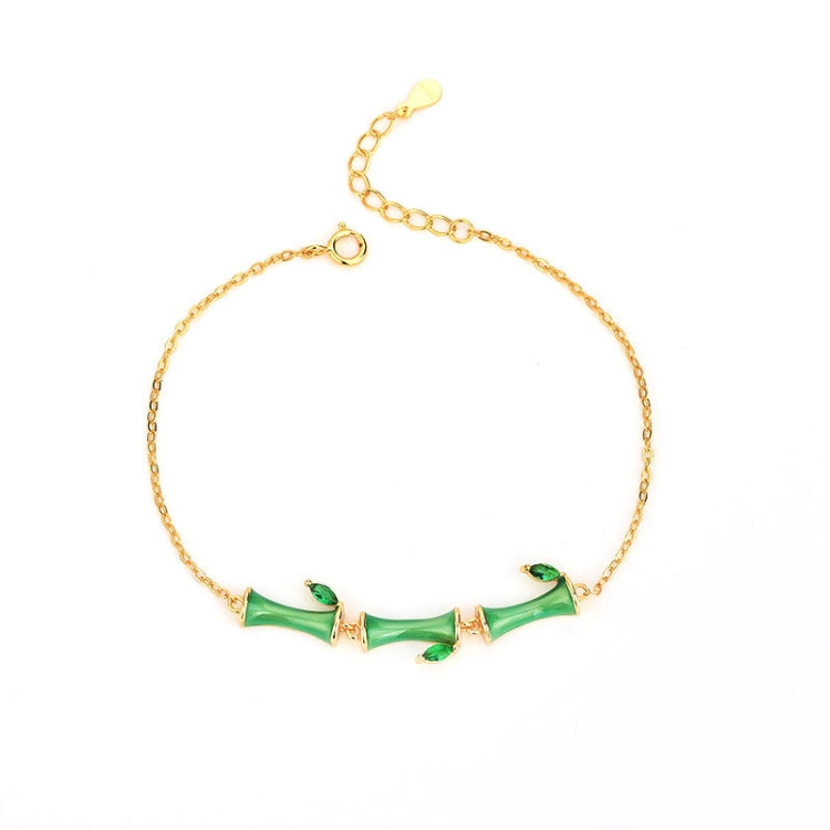 Bracelet en argent sterling S925, époxy, bambou, diamant et zircon vert