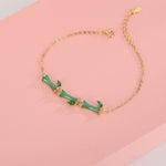 Bracelet en argent sterling S925, époxy, bambou, diamant et zircon vert