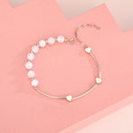 Bracelet en argent sterling S925, opale et cristal naturel, motif Cœur, en platine, or, ou or rose