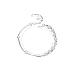 Bracelet en argent sterling S925, opale et cristal naturel, motif Cœur, en platine, or, ou or rose