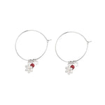 Boucles d'oreilles de Noël S925 en argent sterling, avec diamants étincelants, boule rouge et flocon de neige