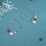 Boucles d'oreilles de Noël S925 en argent sterling, avec diamants étincelants, boule rouge et flocon de neige