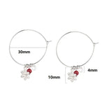 Boucles d'oreilles de Noël S925 en argent sterling, avec diamants étincelants, boule rouge et flocon de neige