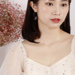 Boucles d'oreilles de Noël S925 en argent sterling, avec diamants étincelants, boule rouge et flocon de neige
