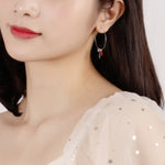 Boucles d'oreilles de Noël S925 en argent sterling, avec diamants étincelants, boule rouge et flocon de neige