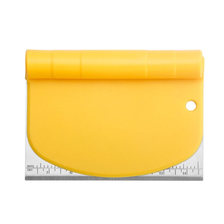Racloir coupe-pâte en acier inoxydable avec échelle, 2 couteaux à nouilles (jaune)