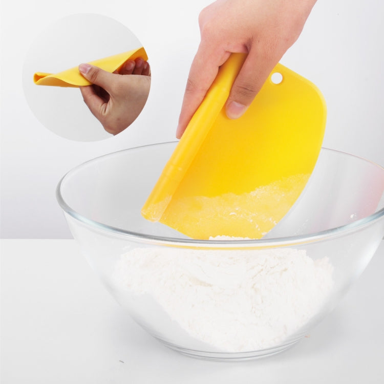 Racloir coupe-pâte en acier inoxydable avec échelle, 2 couteaux à nouilles (jaune)