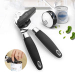 Ouvre-boîte manuel multifonction puissant en acier inoxydable, outil de cuisine, noir et argent