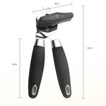 Ouvre-boîte manuel multifonction puissant en acier inoxydable, outil de cuisine, noir et argent