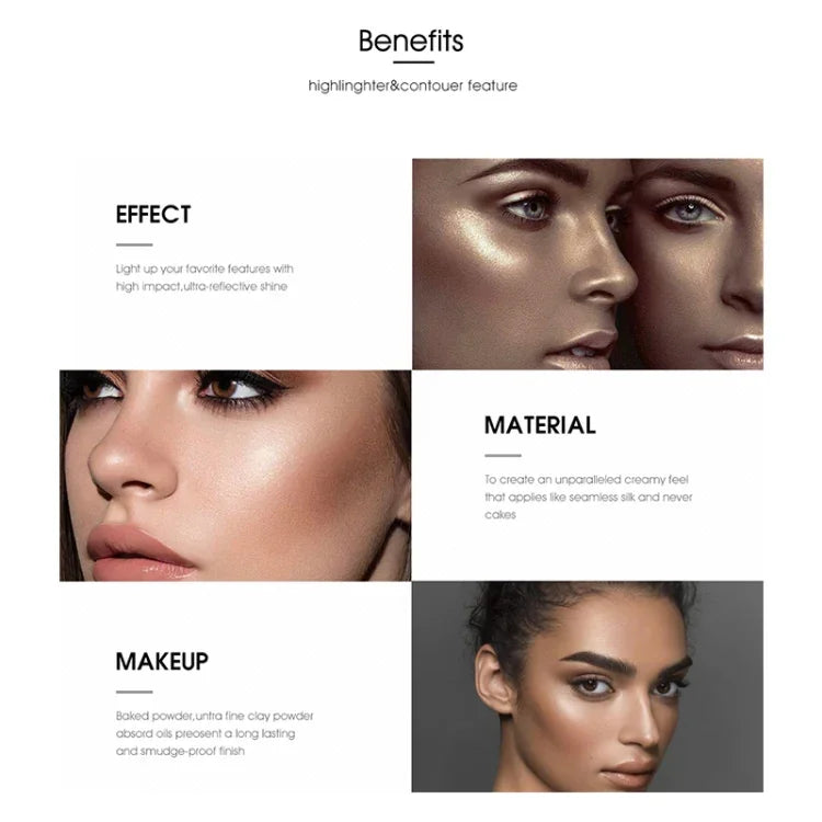 Poudre Professionnelle Palette Maquillage Visage Bronzer et Illuminateur Kit Maquillage Illuminateur et Contour, H01, H02, H03, H04, H05, H06
