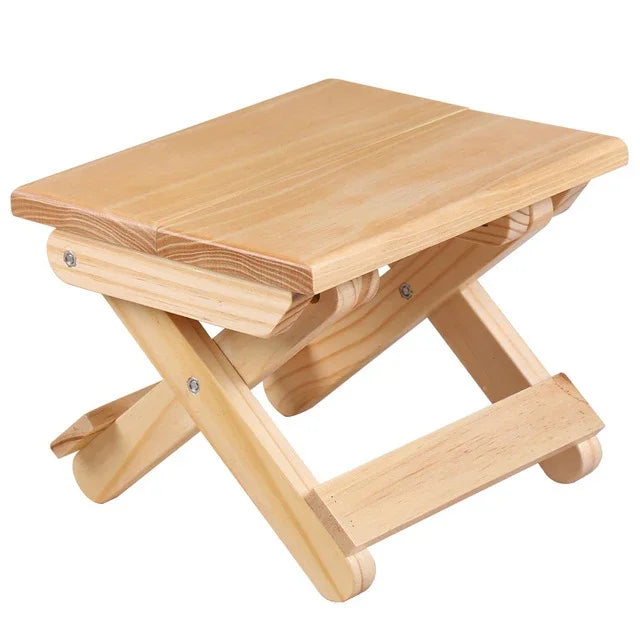 Tabouret Pliable Simple en Bois de Pin Massif Portable Chaise de Pêche Extérieure, Tabouret Pliable en Bois