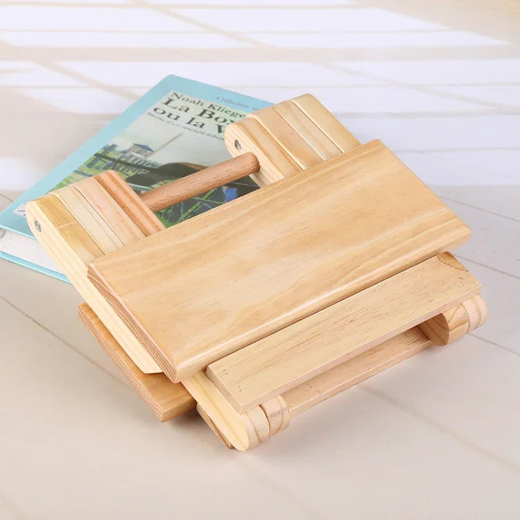 Tabouret Pliable Simple en Bois de Pin Massif Portable Chaise de Pêche Extérieure, Tabouret Pliable en Bois