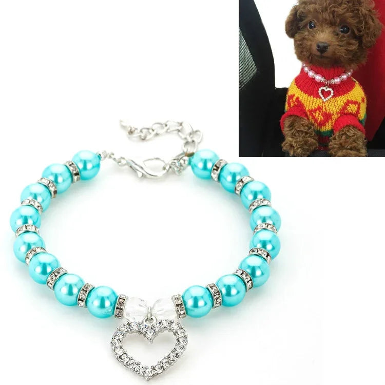 Colliers pour animaux de compagnie avec perles, accessoires pour chats et chiens, S, M, L