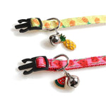 Collier pour Chat en Tissu avec Fruits et Clochette, 1x28cm