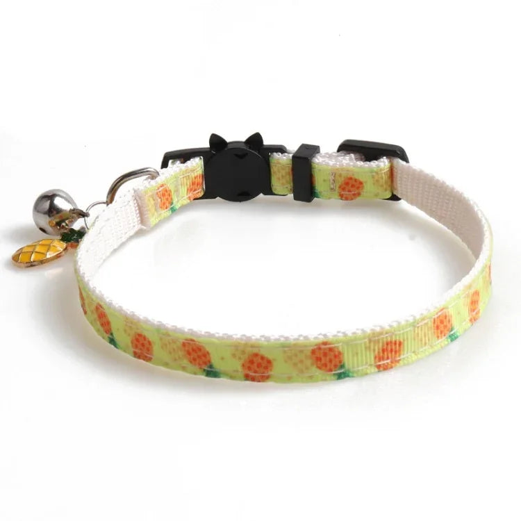 Collier pour Chat en Tissu avec Fruits et Clochette, 1x28cm