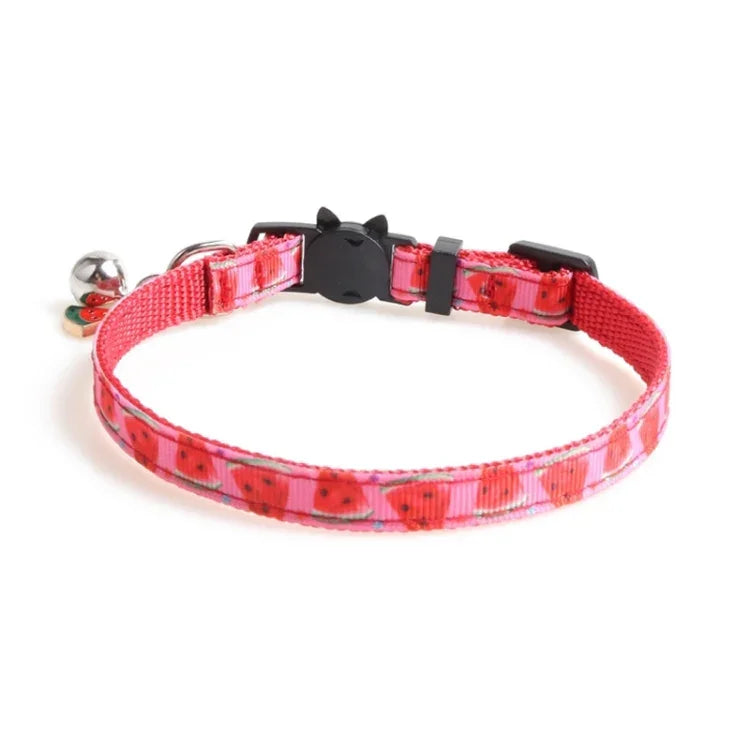 Collier pour Chat en Tissu avec Fruits et Clochette, 1x28cm