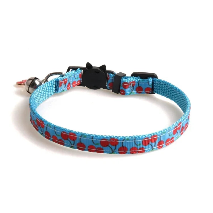 Collier pour Chat en Tissu avec Fruits et Clochette, 1x28cm