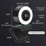 Caméra X98 HD sans pilote USB avec éclairage d'appoint et microphone, mise au point automatique 720P, 1080P, 2K