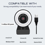 Caméra X98 HD sans pilote USB avec éclairage d'appoint et microphone, mise au point automatique 720P, 1080P, 2K