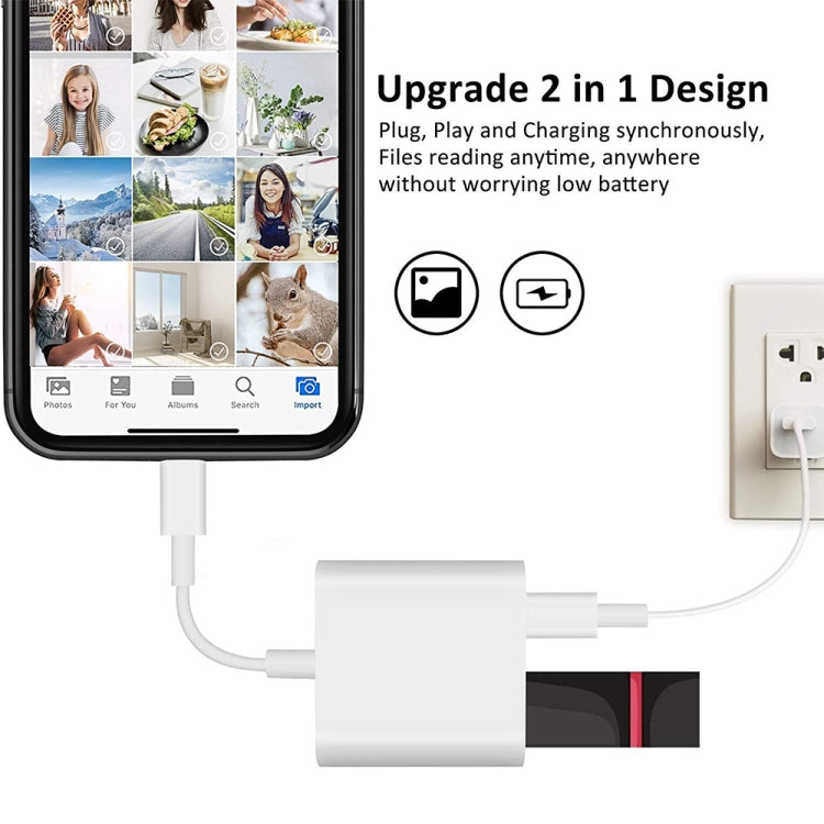 Adaptateur OTG 8 broches vers USB2.0 + interface 8 broches, compatible avec le système iOS