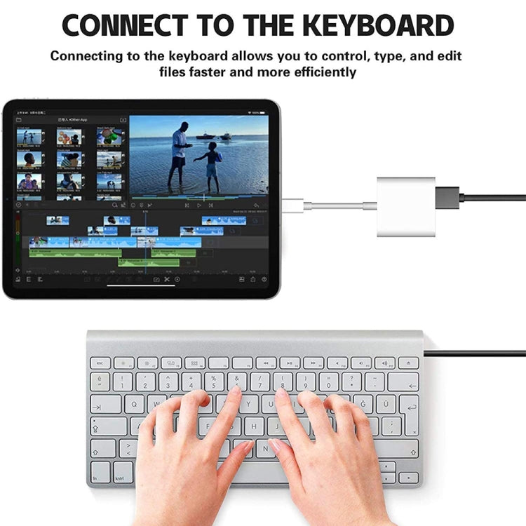 Adaptateur OTG 8 broches vers USB2.0 + interface 8 broches, compatible avec le système iOS
