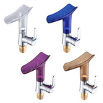 Robinet de salle de bain eau chaude froide, cascade pour verre à vin, transparent, bleu, violet, marron et jaune