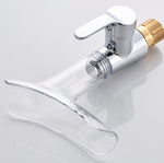 Robinet de salle de bain eau chaude froide, cascade pour verre à vin, transparent, bleu, violet, marron et jaune